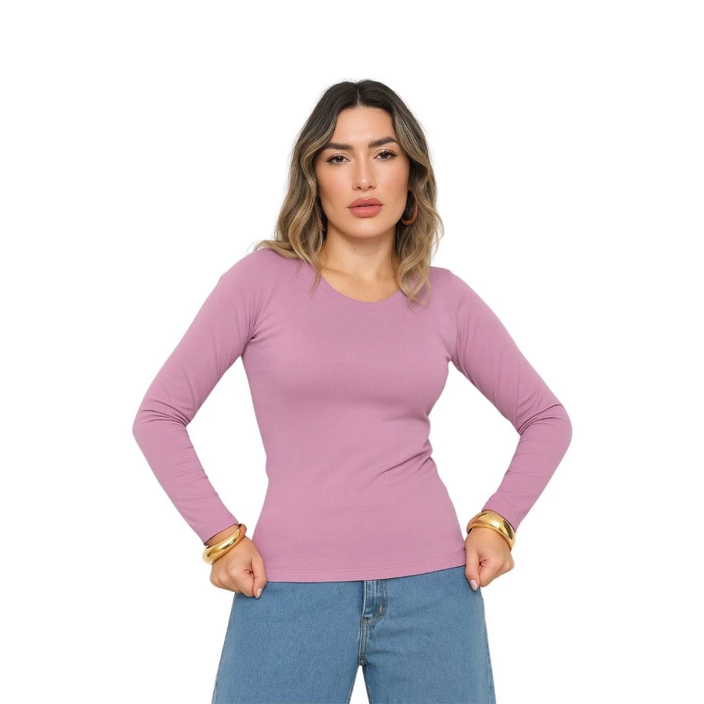 Kit 3 Blusa Feminina Térmica Quentinha Forrada Inverno