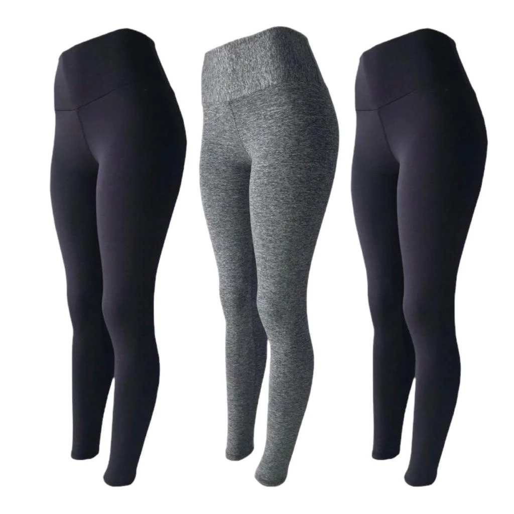 Kit 3 Calça Leg Leggings Fitness lisa e estampada academia passeio caminhada