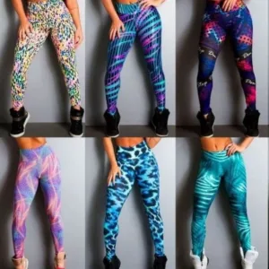 Kit 3 Calca Legging Feminina Estampado Academia Suplex Cintura Alta Fitness Antiodor Macio Pilates