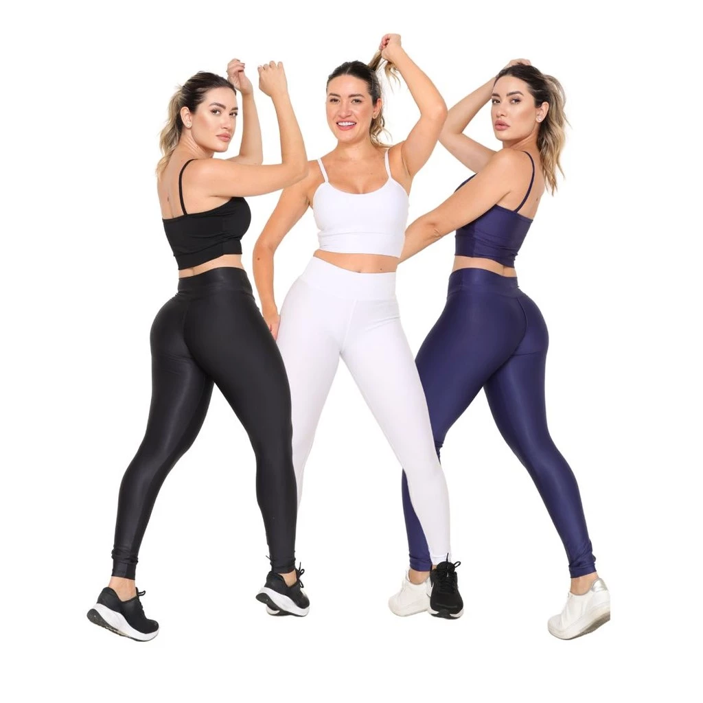 Kit 3 Calça Legging Feminina Suplex Premium Yoga Academia Fitness