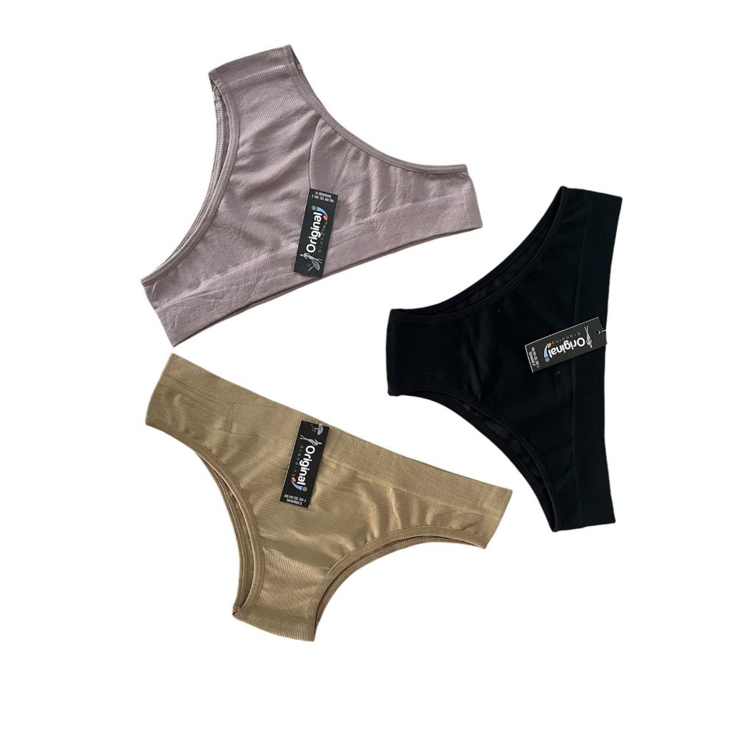 Kit 3 Calcinha Cós Macio Adulto Poliéster Super Conforto Adulto Neutra Não Marca Roupa