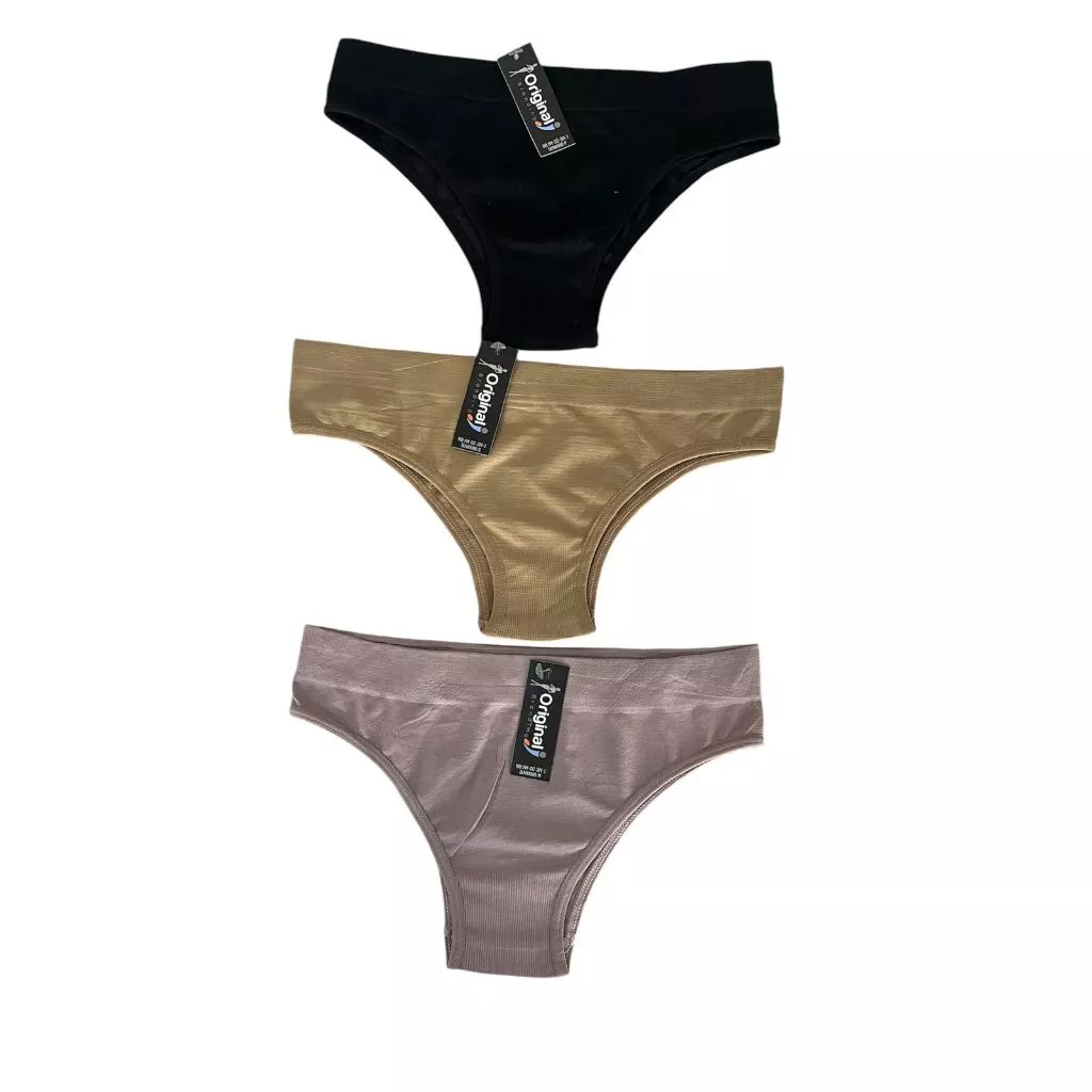Kit 3 Calcinha Cós Macio Adulto Poliéster Super Conforto Adulto Neutra Não Marca Roupa