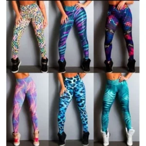 Kit 3 Leg Feminina Estampada Casual Suplex Cos Alto Calca Antiodor Academia Caminhada Pilates Yoga