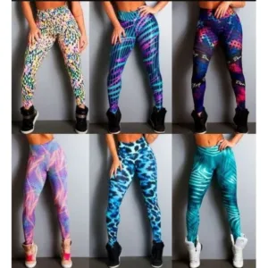 Kit 3 Leg Feminina Estampada Casual Suplex Cos Alto Calca Antiodor Academia Caminhada Pilates Yoga
