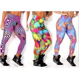 Kit 3 Leg Feminina Estampada Casual Suplex Cos Alto Calca Antiodor Academia Caminhada Pilates Yoga