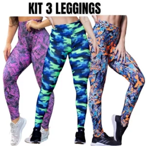 Kit 3 Legging Feminina Calca Suplex Academia Estampadas Caminhada Fitness