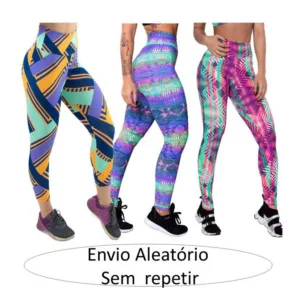 Kit 3 Leg Feminina Estampada Casual Suplex Cos Alto Calca Antiodor Academia Caminhada Pilates Yoga