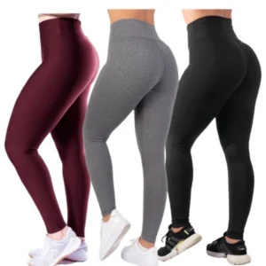 Kit 3 Legging Feminina Cos Alto Calca Suplex Academia Feminino Caminhada Dia a Dia Fitness
