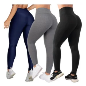 Kit 3 Legging Feminina Cos Alto Calca Suplex Academia Feminino Caminhada Dia a Dia Fitness