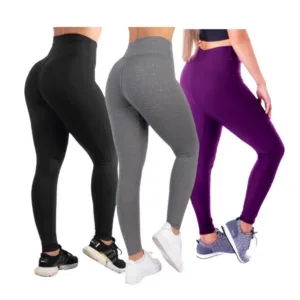 Kit 3 Legging Feminina Cos Alto Calca Suplex Academia Feminino Caminhada Dia a Dia Fitness