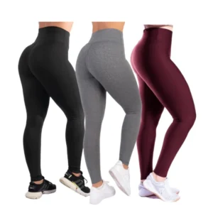 Kit 3 Legging Feminina Cos Alto Calca Suplex Academia Feminino Caminhada Dia a Dia Fitness