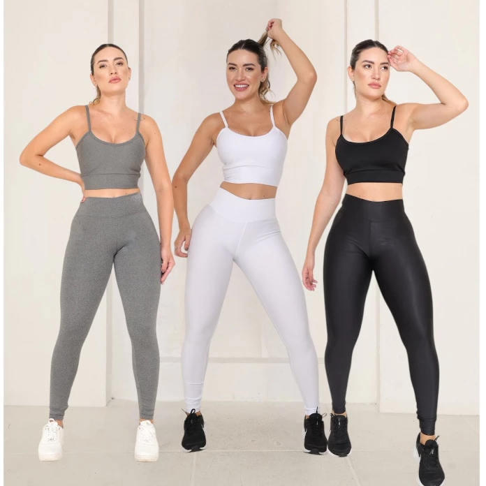 Kit 3 Legging Feminina Suplex Academia Cos Alto Fitness Confortável Esportiva Macia Antiodor