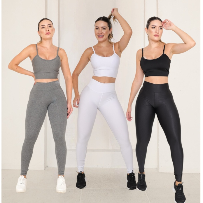 Kit 3 Legging Feminina Suplex Academia Cos Alto Fitness Confortável Esportiva Macia Antiodor