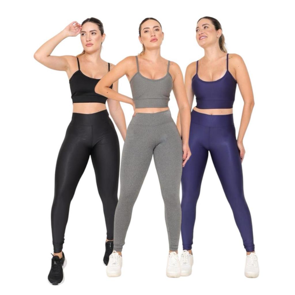 Kit 3 Legging Feminina Suplex Academia Cos Alto Fitness Confortável Esportiva Macia Antiodor