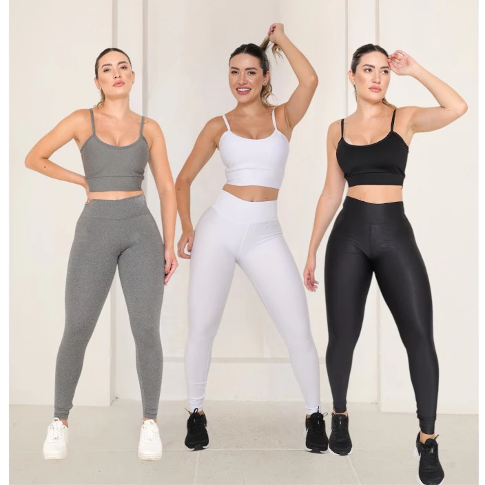 Kit 3 Legging Feminina Suplex Academia Cos Alto Fitness Confortável Esportiva Macia Antiodor
