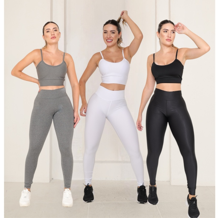 Kit 3 Legging Feminina Suplex Academia Cos Alto Fitness Confortável Esportiva Macia Antiodor