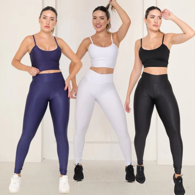 Kit 3 Legging Feminina Suplex Academia Cos Alto Fitness Confortável Esportiva Macia Antiodor