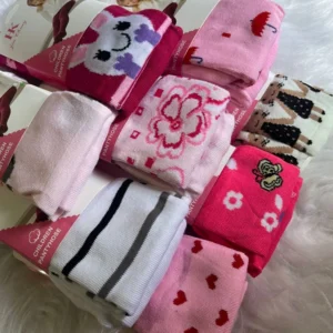 Kit 3 Pares de Meia Calca Infantil Frio Inverno Menina Bebe Branco Preto Estampados