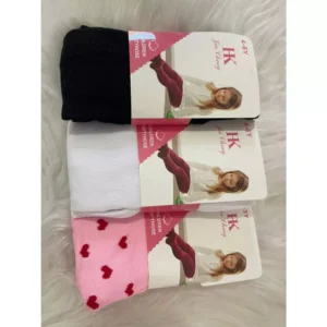 Kit 3 Pares de Meia Calca Infantil Frio Inverno Menina Bebe Branco Preto Estampados