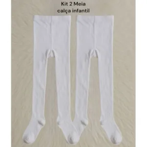 Kit 3 Pares de Meia Calca Infantil Frio Inverno Menina Bebe Branco Preto Estampados
