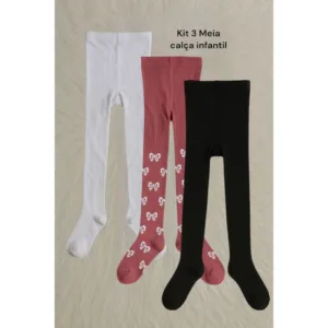 Kit 3 Meias Calca Infantil Menina Bebe Inverno Confortavel 1 ao 12 anos