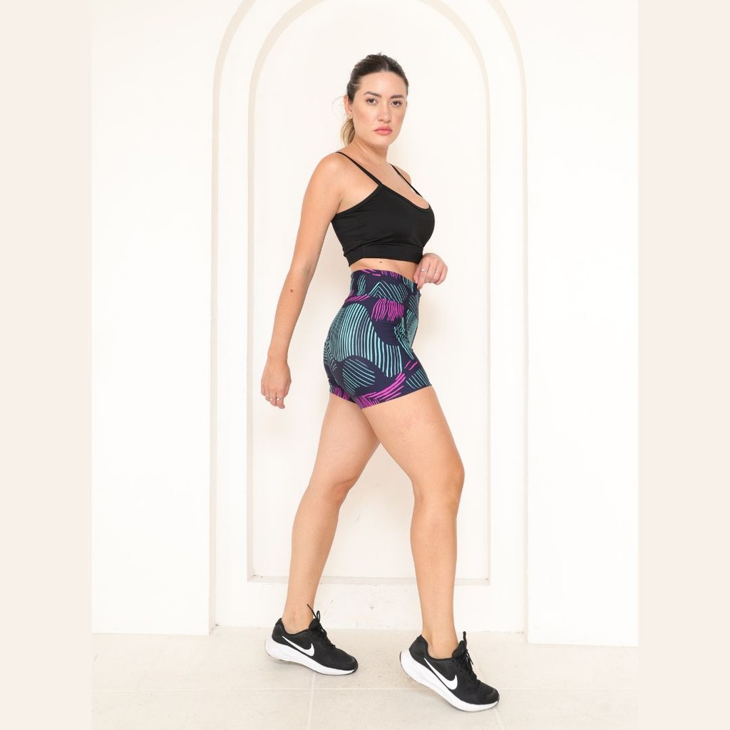 Kit 3 Shorts Estampado Bermuda Feminina Suplex Premium Fit