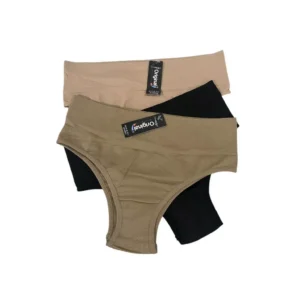 Kit 5 Calcinha Feminina Cos Alto Macio Flexivel e Confortavel Adulto Neutra Nao Marca Roupa