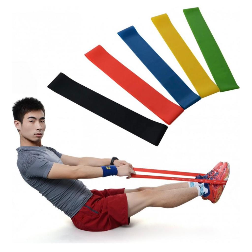 Kit 5 Faixa Elástica para Exercício em Casa Treino Academia Fisioterapia Yoga Multifuncional