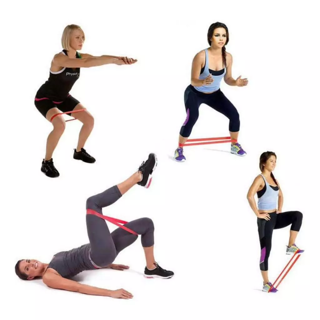 Kit 5 Faixa Elástica para Exercício em Casa Treino Academia Fisioterapia Yoga Multifuncional