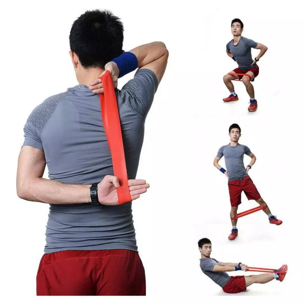 Kit 5 Faixa Elástica para Exercício em Casa Treino Academia Fisioterapia Yoga Multifuncional