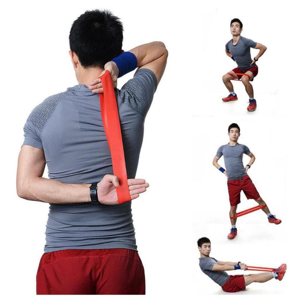 Kit 5 Faixa Elástica para Exercício em Casa Treino Academia Fisioterapia Yoga Multifuncional