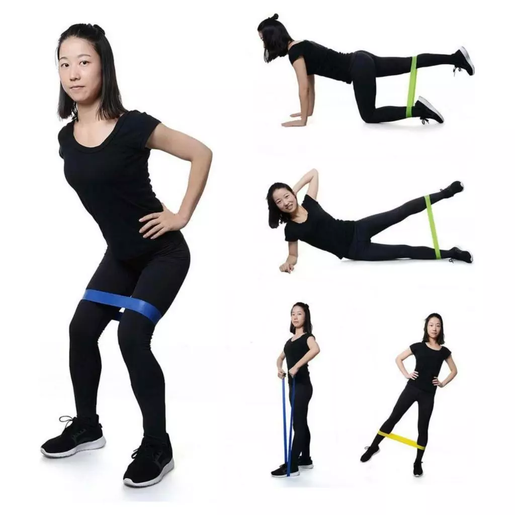 Kit 5 Faixa Elástica para Exercício em Casa Treino Academia Fisioterapia Yoga Multifuncional