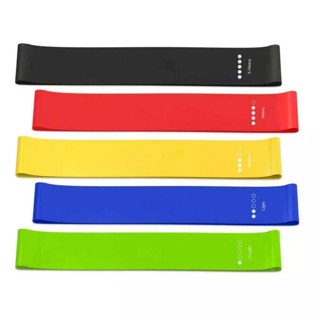 Kit 5 Faixa Elástica para Exercício em Casa Treino Academia Fisioterapia Yoga Multifuncional