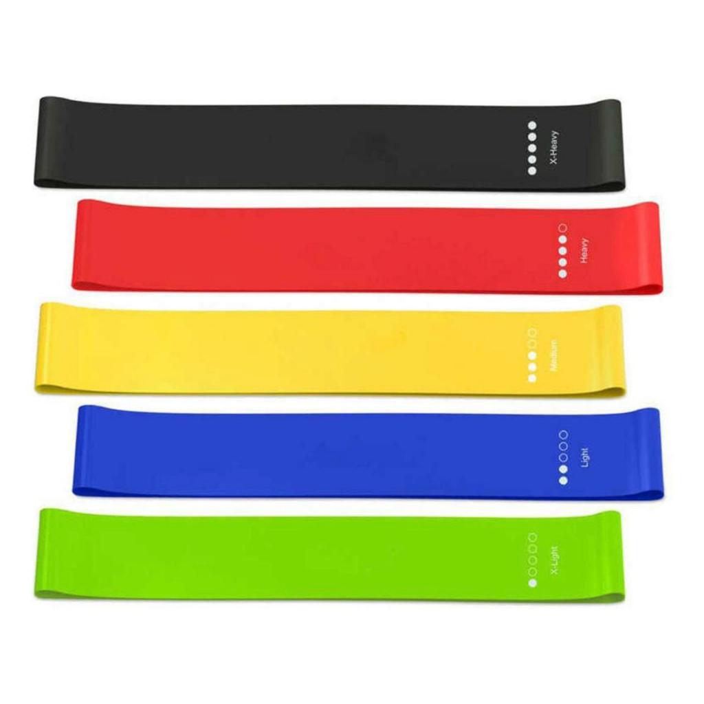 Kit 5 Faixa Elástica para Exercício em Casa Treino Academia Fisioterapia Yoga Multifuncional