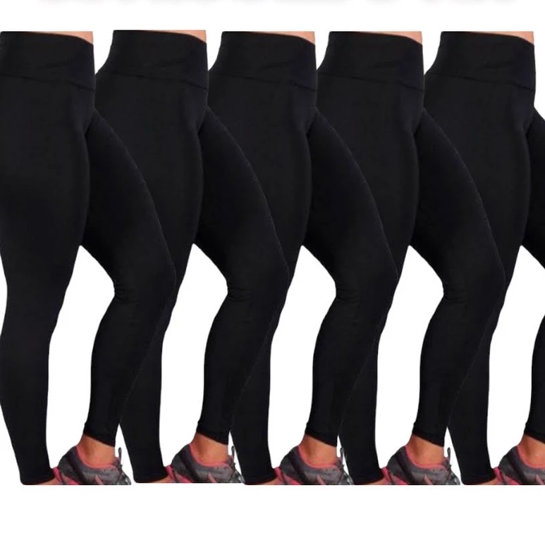 Kit 5 Legging Feminina Calça Suplex Academia Caminhada Confortável PRETO