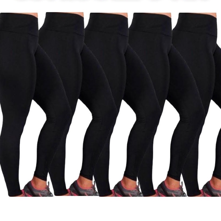 Kit 5 Legging Feminina Calça Suplex Academia Caminhada Confortável PRETO