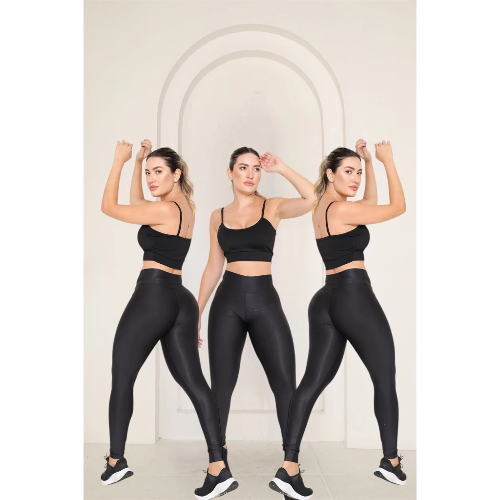 Kit 5 Legging Feminina Calça Suplex Academia Caminhada Confortável PRETO