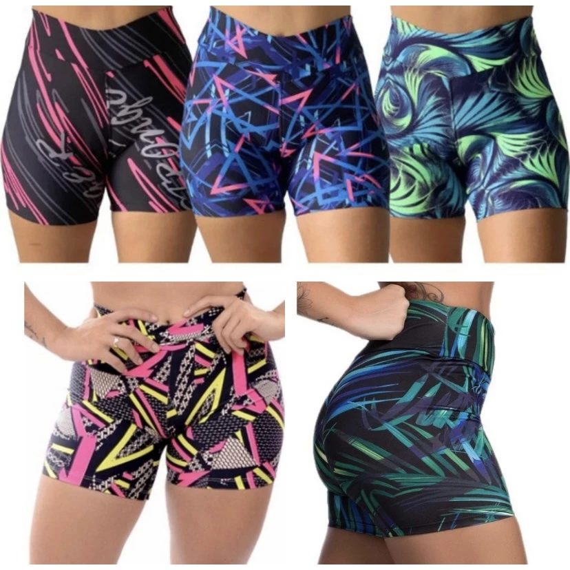 Shortinho Feminina Suplex Fitness Cintura Alta Shorts Academia Yoga Pilates Super Macio Antiodor
