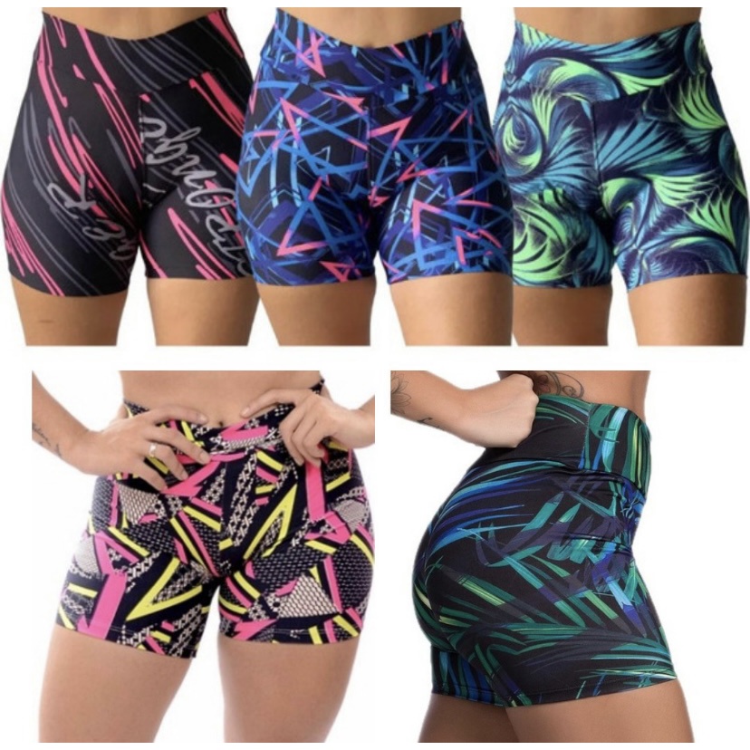 Shortinho Feminina Suplex Fitness Cintura Alta Shorts Academia Yoga Pilates Super Macio Antiodor