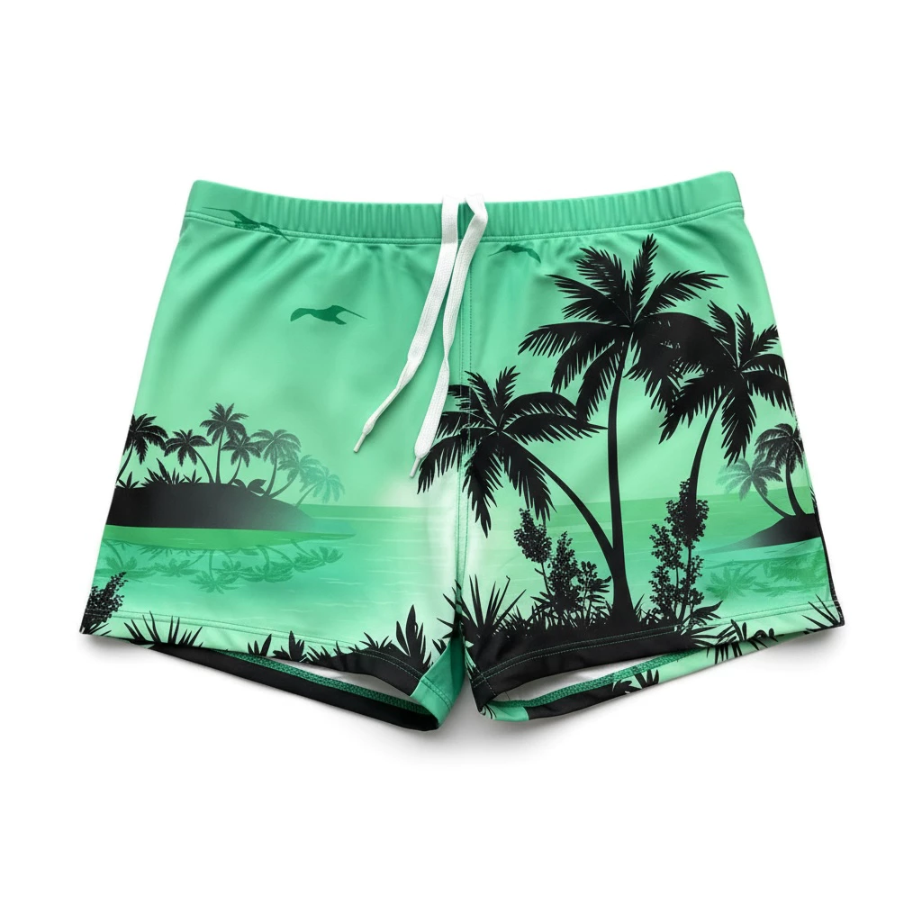 Sunga de Praia Masculina Estampada Coqueiro com Cordão  Forro Confortável Banho Verão Adulto P a GG