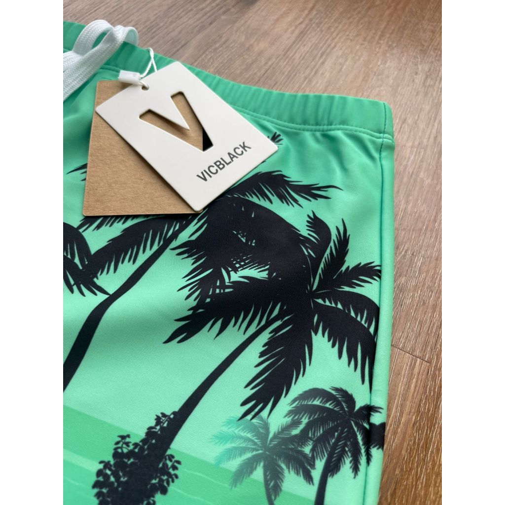 Sunga de Praia Masculina Estampada Coqueiro com Cordão  Forro Confortável Banho Verão Adulto P a GG