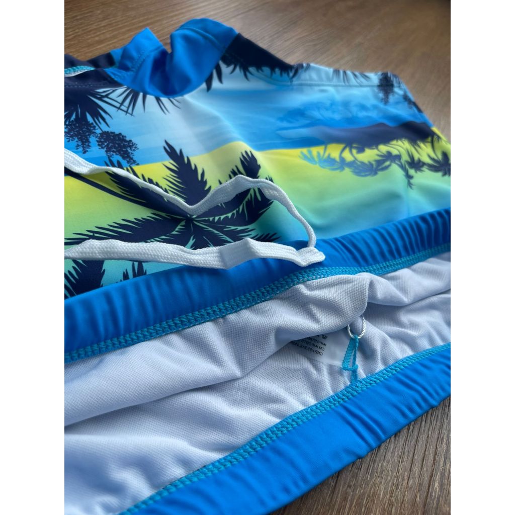 Sunga de Praia Masculina Estampada Coqueiro com Cordão  Forro Confortável Banho Verão Adulto P a GG