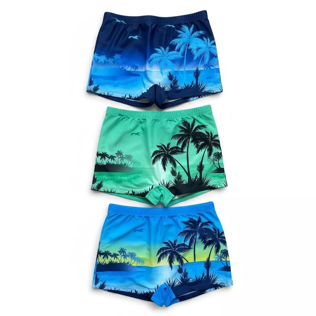 Sunga de Praia Masculina Estampada Coqueiro com Cordão  Forro Confortável Banho Verão Adulto P a GG